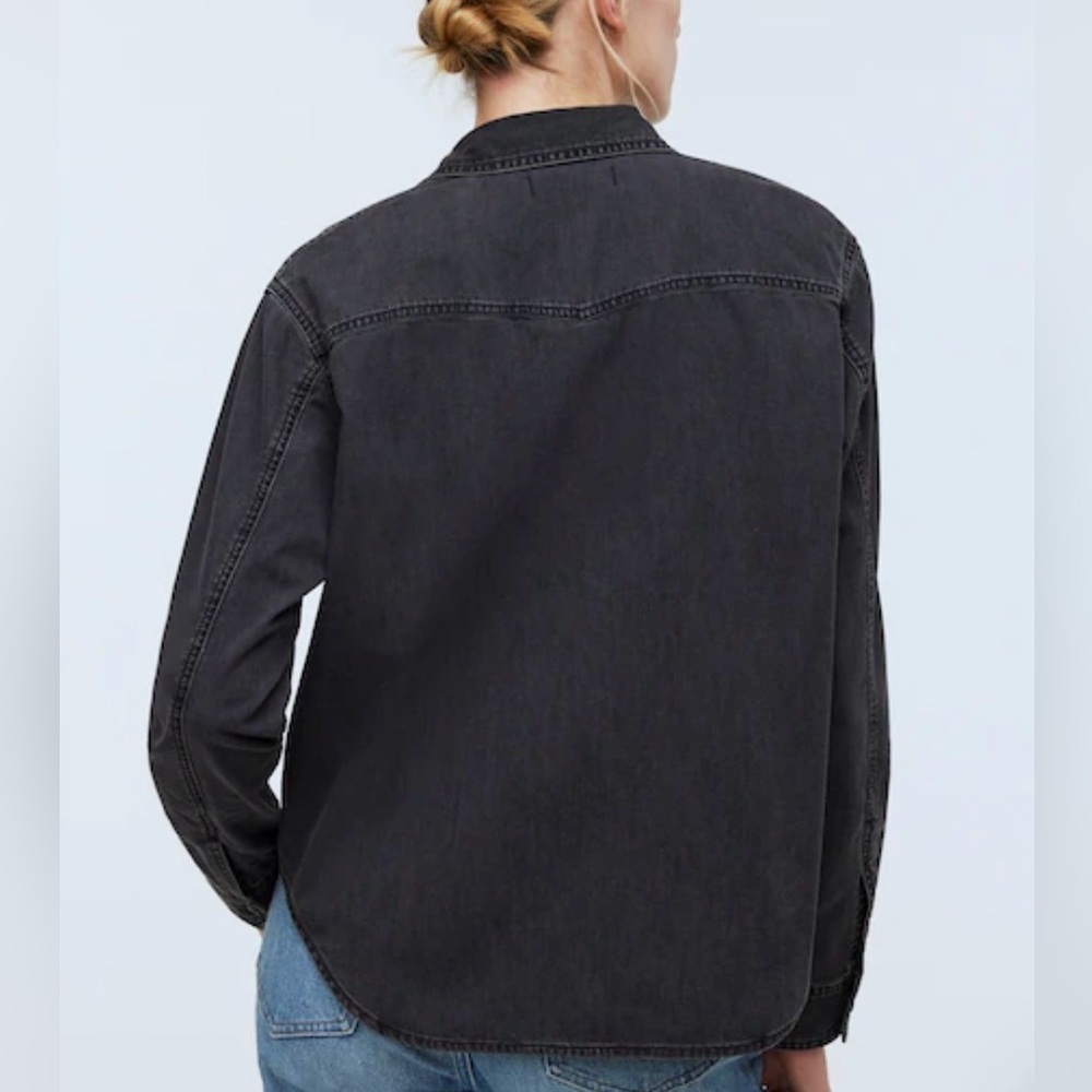 Black Denim Button-Up Shirt - Picture 4 of 8